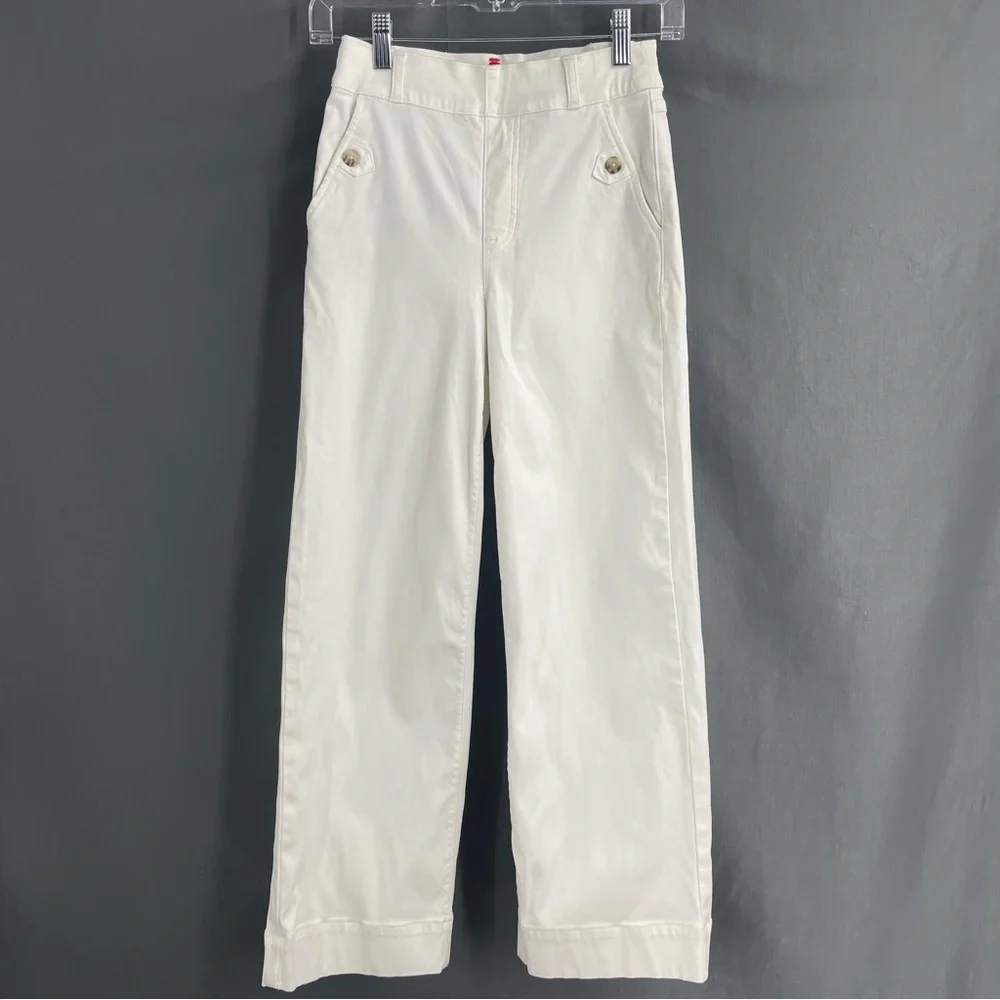 SPANX Stretch Twill Cropped Wide Leg Bright White Comfort Business Casual Pant - Picture 5 of 12